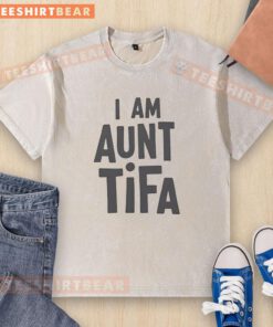 Official I Am Aunt Tifa washed t-shirt featuring a stylish design, perfect for proud aunts and casual wear.