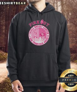 Alt Text: Original Pink Out Tackle Breast Cancer hoodie featuring San Francisco 49ers skyline design, perfect for fans and awareness.