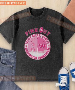 Original Pink Out Tackle Breast Cancer Washington Commanders washed t-shirt featuring logo and vibrant pink design.