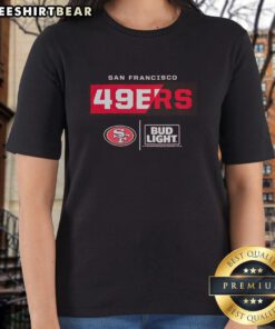 Premium Bud Light San Francisco 49ers team ladies tee featuring bold graphics and a comfortable fit for female fans.