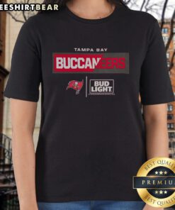 Premium Bud Light Tampa Bay Buccaneers team ladies tee featuring team logo and stylish design for fans.