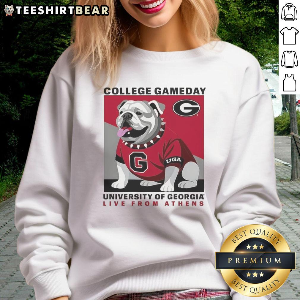 Premium Georgia Bulldogs NFL 2025 College Gameday sweatshirt featuring the team's mascot, perfect for game day in Athens.