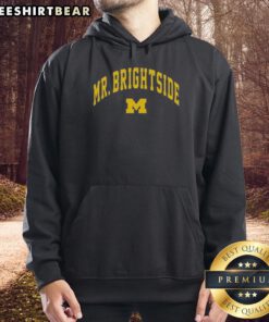 Premium Mr. Brightside Michigan Wolverines Football Hoodie featuring vibrant colors and logo, perfect for fans.