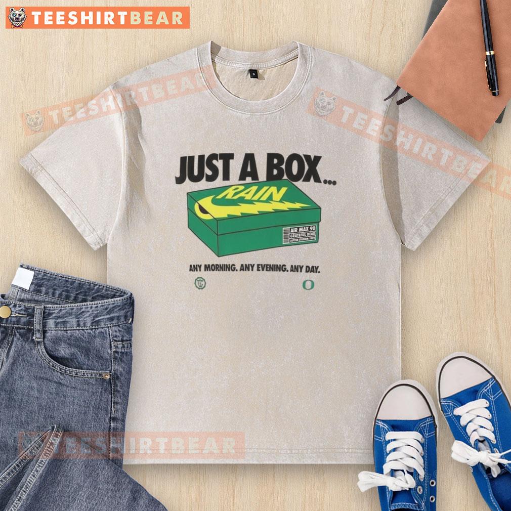 Premium Oregon Ducks Just A Box washed t-shirt, perfect for any morning, evening, or day, showcasing team spirit and comfort.