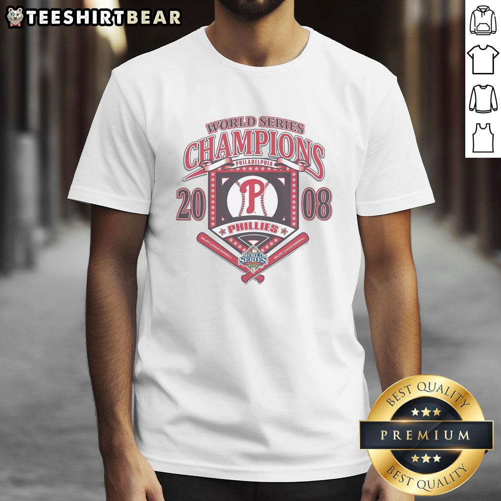 Alt Text: Premium Philadelphia Phillies White Cooperstown World Series Champions Arch T-Shirt showcasing team pride and style.