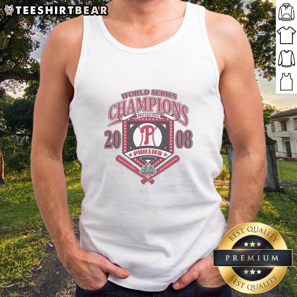 Premium Philadelphia Phillies white Cooperstown World Series Champions arch tank top for fans and collectors.