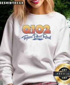 Premium Q102 Texas Best Rock Sweatshirt in navy blue, featuring a stylish design perfect for casual wear.