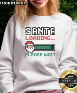 Premium Santa Loading Please Wait Pixel Sweatshirt featuring a festive Santa design in vibrant colors.