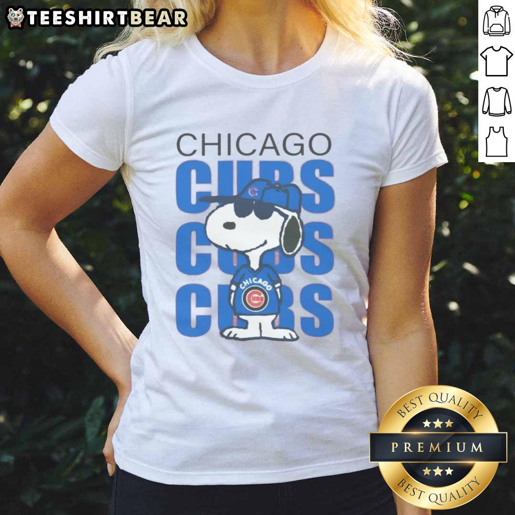 Pretty Carousell Chicago Cubs Snoopy Ladies Tee featuring a fun Snoopy graphic for Cubs fans.