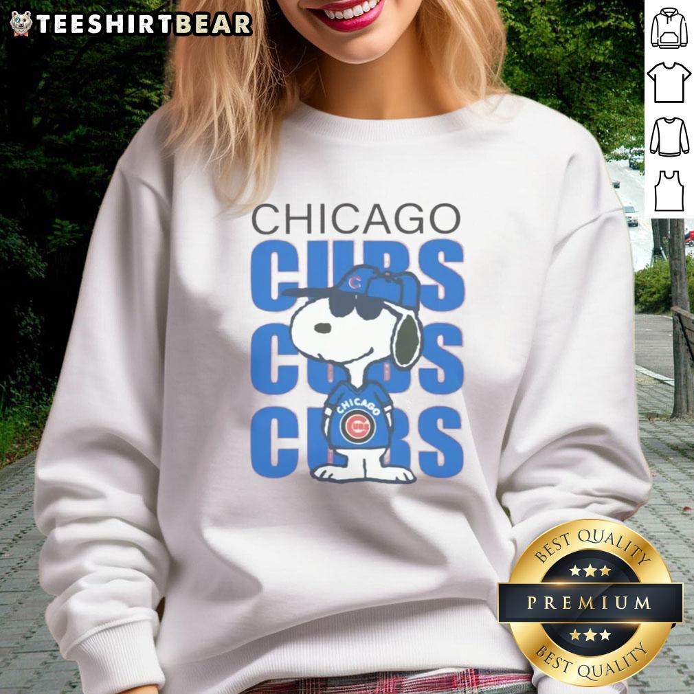 Pretty Carousell Chicago Cubs Snoopy sweatshirt design featuring vibrant colors and a playful Snoopy graphic.