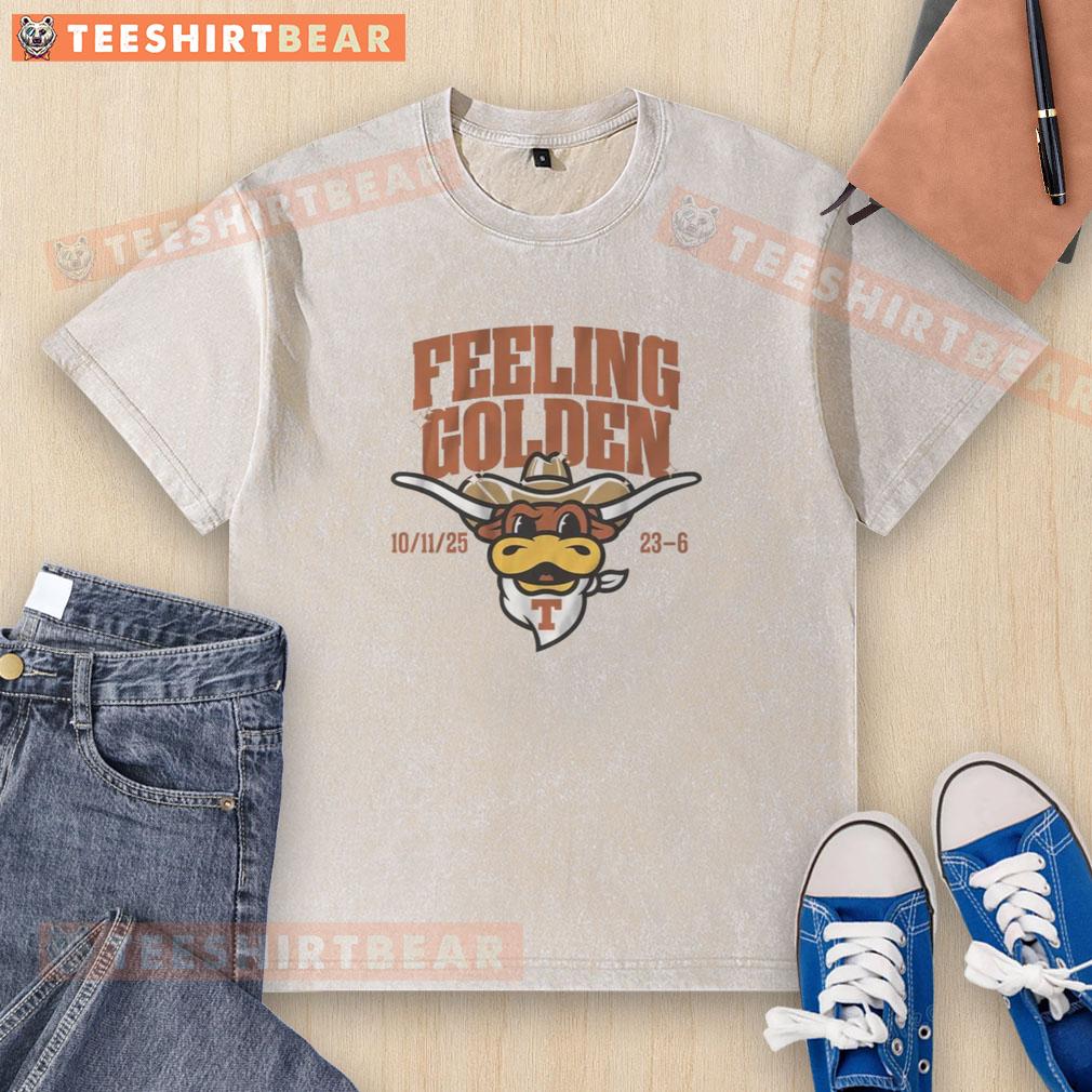 Pretty Texas football feeling golden washed t-shirt showcasing vibrant colors and stylish design for fans.