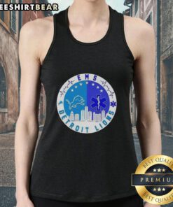 Detroit Lions Heartbeat EMS tank top featuring the city skyline, perfect for fans and casual wear.