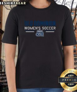 Alt Text: Old Dominion Women's Soccer ODU logo ladies tee featuring a stylish design for fans and players.