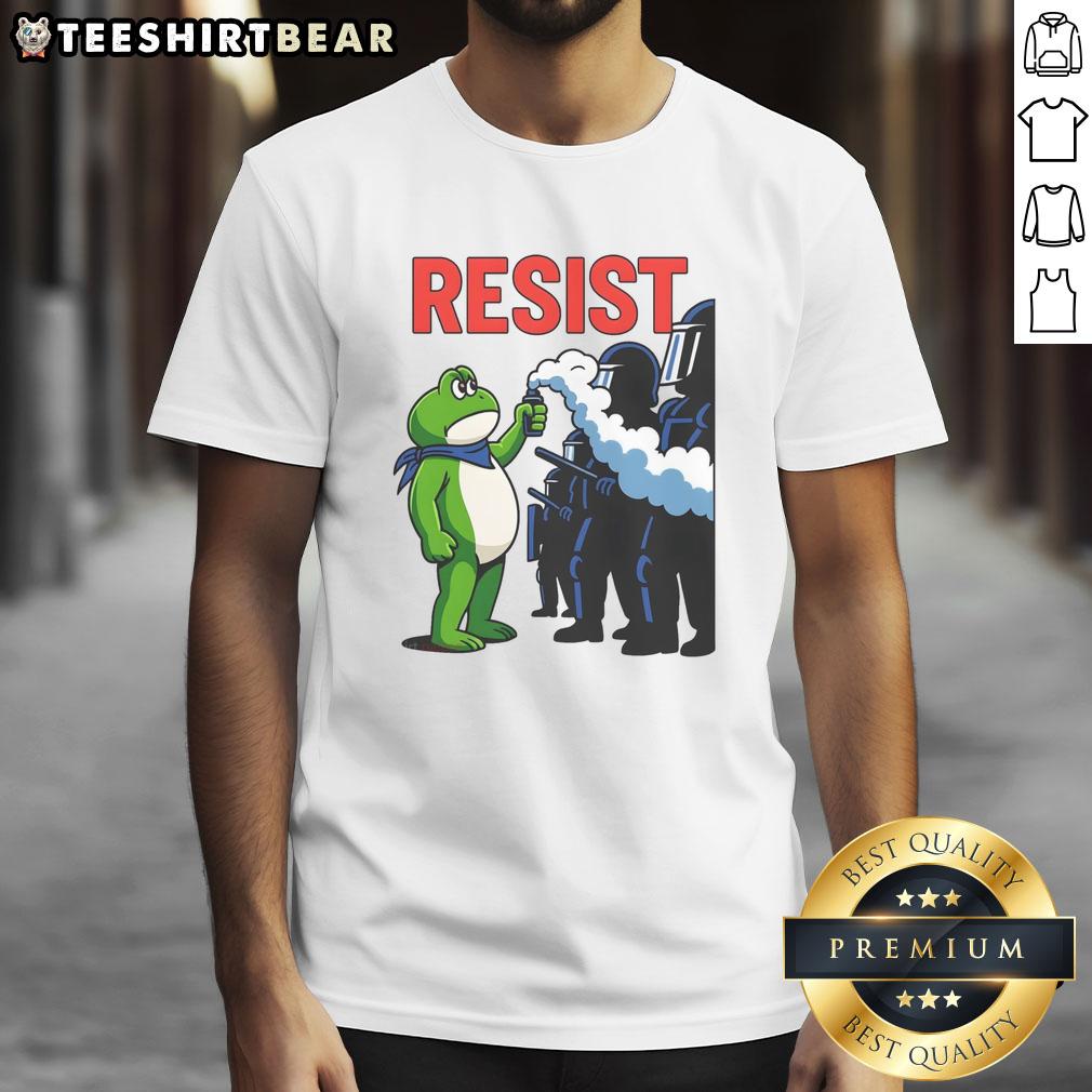 Top Portland Frog trending funny video protest resist T-shirt featuring a humorous frog graphic and bold text design.