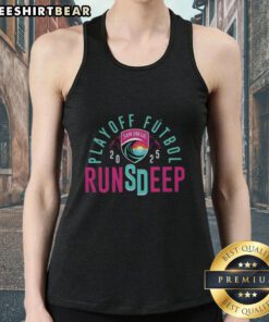 Top San Diego Wave FC Playoff Futbol 2025 tank top featuring team colors and logo, perfect for fans and summer wear.