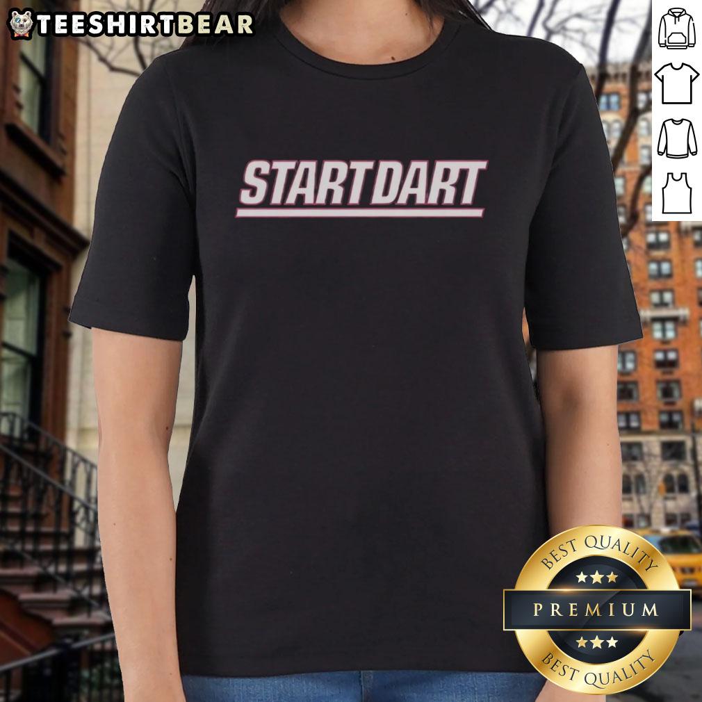 Top Start Dart New York Giants Jaxson Dart ladies tee featuring team colors and logo for NFL fans.