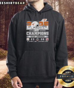 Texas Longhorns 2025 Golden Hat Trophy champions hoodie celebrating victory over Oklahoma Sooners.