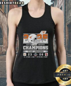 2025 Texas Longhorns Golden Hat Trophy champions tank top celebrating victory over Oklahoma Sooners.