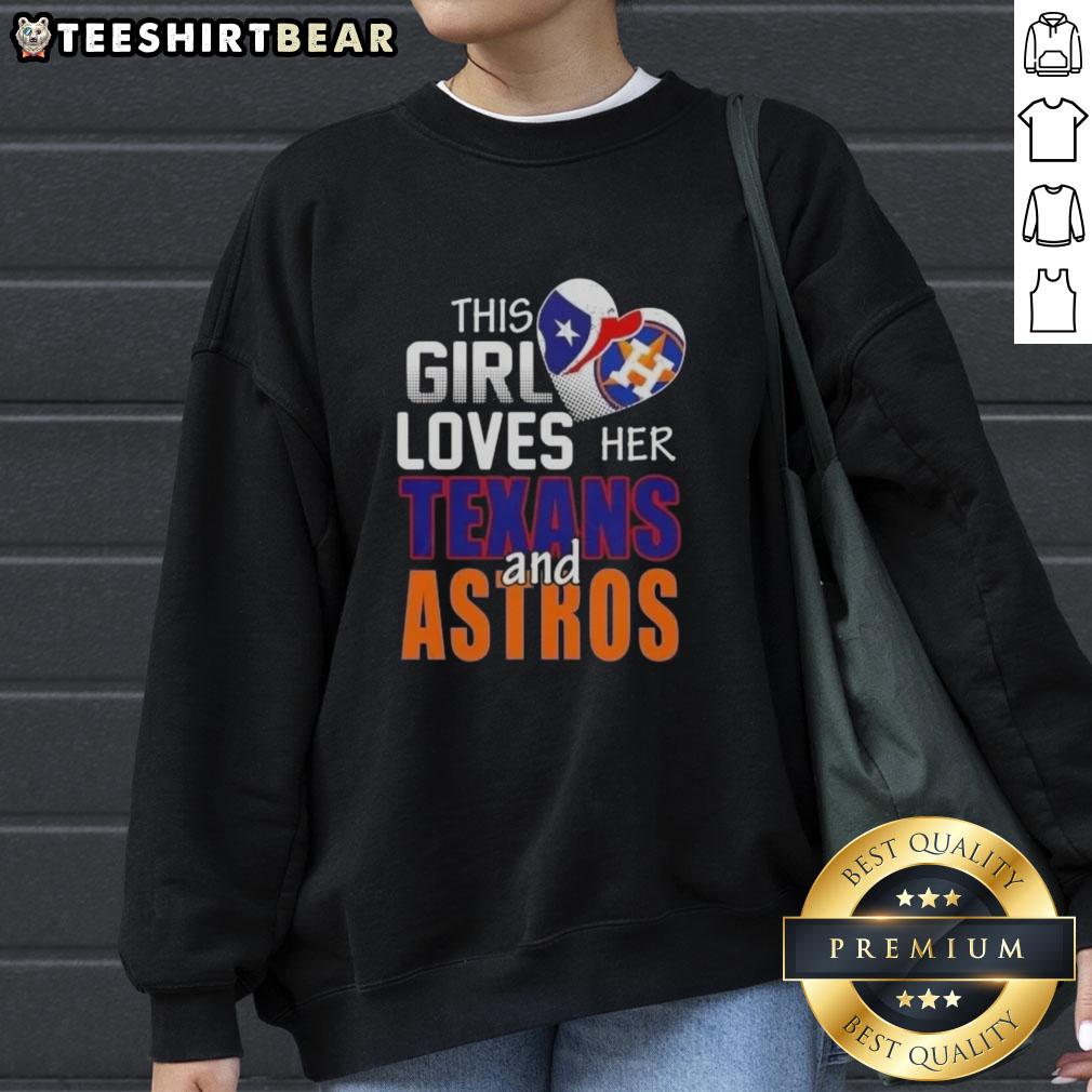 Alt Text: Girl wearing a Houston sports sweatshirt, showcasing her love for Texans and Astros at a game.