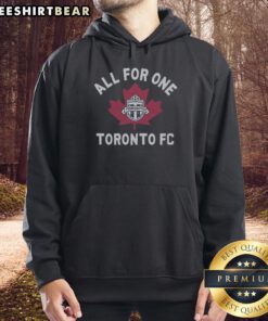 Top Toronto FC All For One Hoodie featuring team colors and logo, perfect for fans and casual wear.