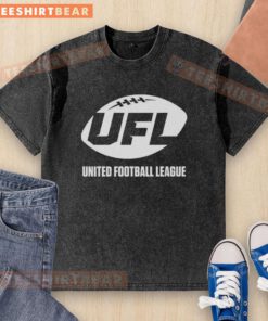 Top UFL United Football League primary logo on a washed t-shirt, perfect for fans and casual wear.
