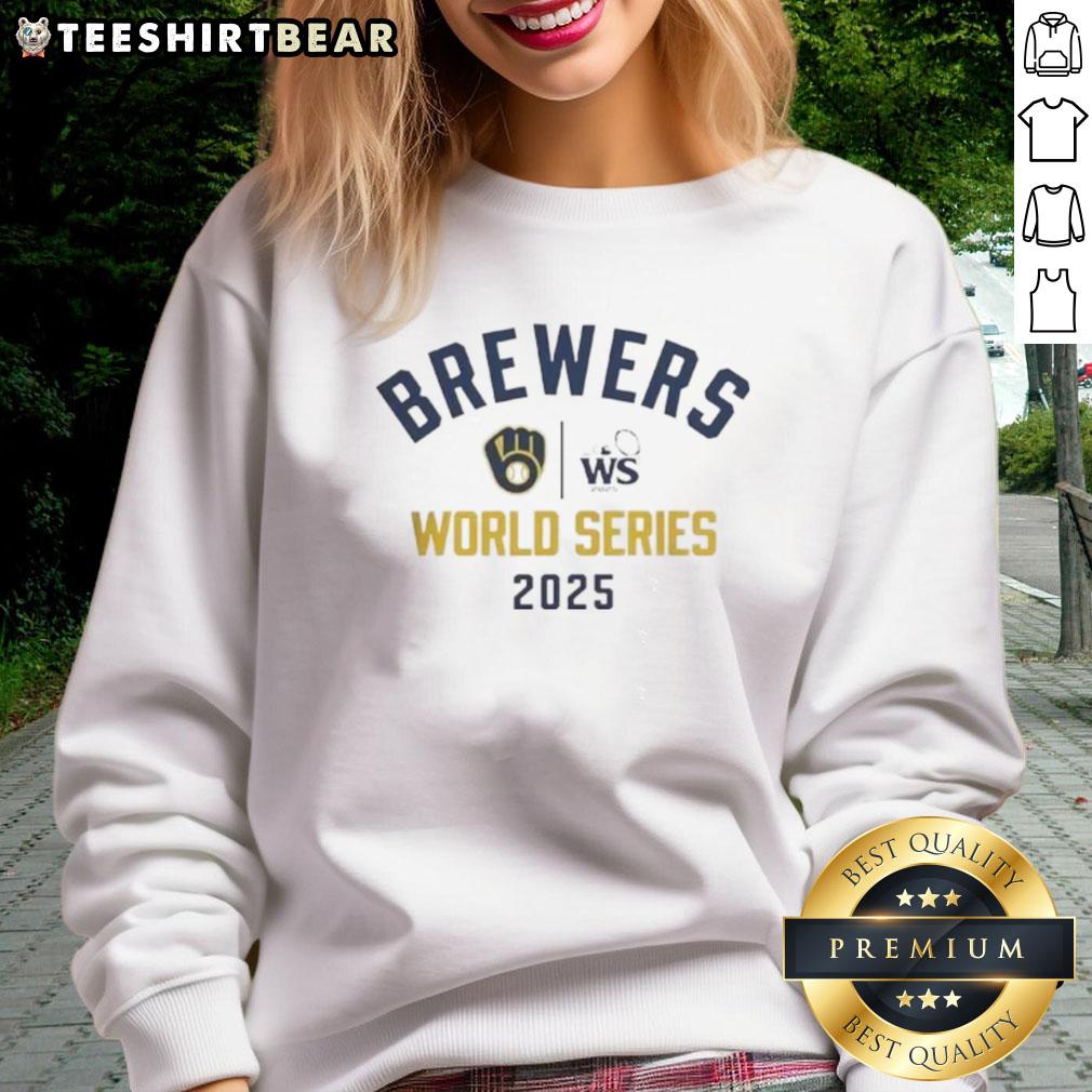 Milwaukee Brewers 2025 World Series logo sweatshirt showcasing team spirit and style for baseball fans.