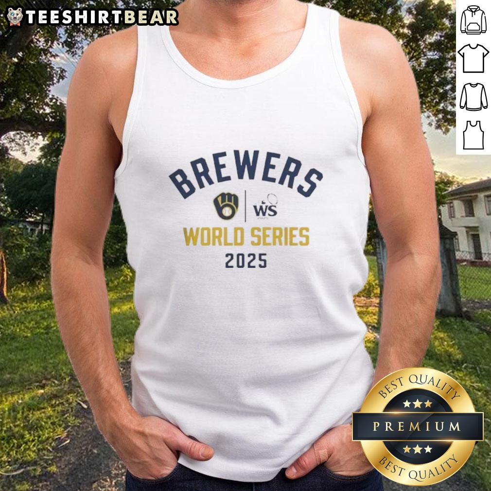 Stylish tank top featuring the 2025 World Series MLB Milwaukee Brewers logo, perfect for baseball fans.