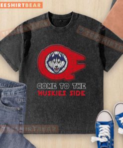 Hot Star Wars Connecticut Huskies side washed t-shirt featuring a unique design for fans and collectors.