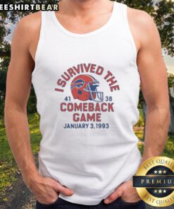 Nice Homage Buffalo Bills 'I Survived The Comeback Game' tank top featuring a bold design for passionate fans.