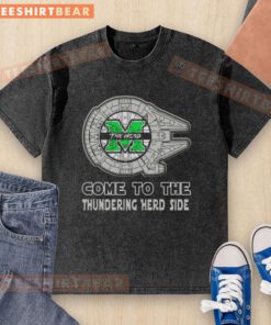 Nice Star Wars Come to the Marshall Thundering Herd Side washed t-shirt featuring a vibrant design and comfortable fit.
