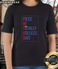 Womens tee featuring a humorous design of Donald Trump's hair, ideal for fans of quirky, satirical apparel.