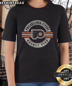 Vintage Philadelphia Flyers ladies tee featuring a stylish surround design, perfect for fans and casual wear.