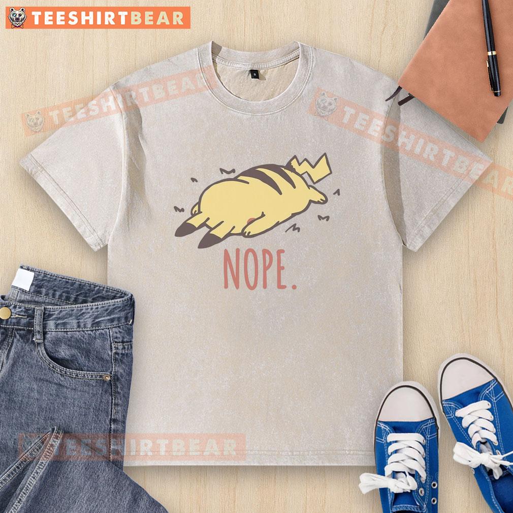 Awesome Pika Nope Pikachu washed t-shirt featuring a vibrant Pikachu graphic on a soft, comfortable fabric.