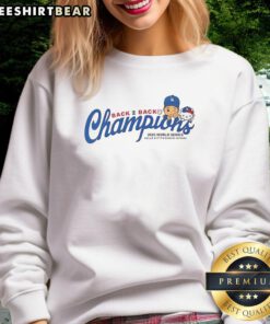 Awesome Shohei Ohtani Hello Kitty sweatshirt celebrating Los Angeles Dodgers 2025 World Series back-to-back champions.