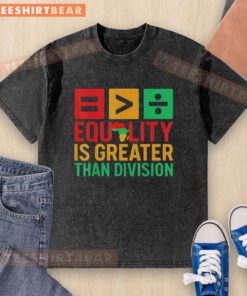 Awesome Map of Africa equality graphic on a washed t-shirt, celebrating Black history and unity over division.