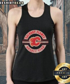 Calgary Flames tank top displayed on a mannequin, showcasing team spirit and style for fans of the NHL.