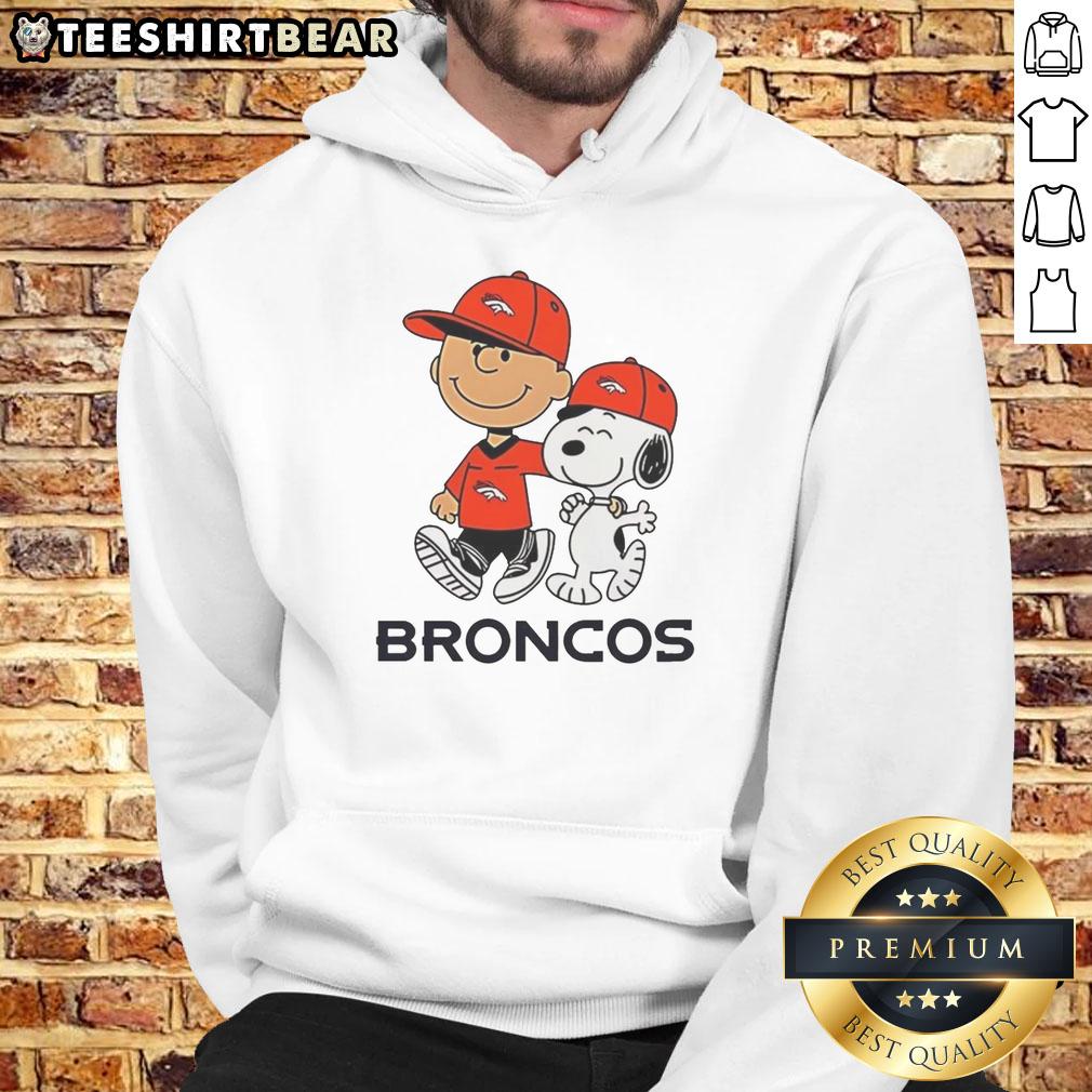Good Denver Broncos NFL hoodie featuring Peanuts' Snoopy and Charlie Brown, perfect for fans and cozy style.