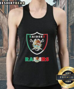 Alt Text: Good Las Vegas Raiders football tank top featuring Mexican flag logo design, perfect for fans and summer wear.