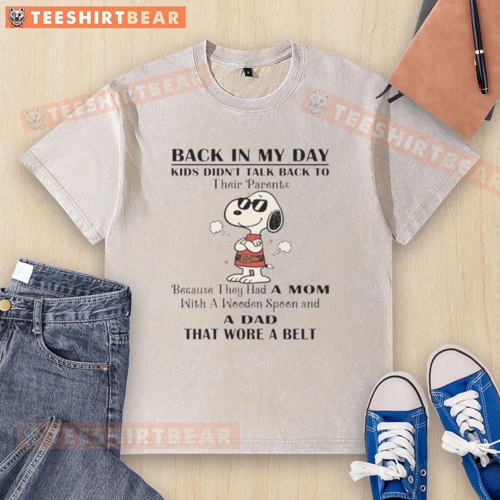 Vintage 'Good Snoopy' t-shirt featuring the phrase about kids not talking back to parents, perfect for nostalgic fashion lovers.