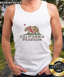Vintage tank top featuring a playful design of a California bear with California Republic wordplay, perfect for summer.