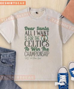 Alt Text: Boston Celtics All I Want for Christmas washed t-shirt, featuring festive design and team logo, perfect for fans.