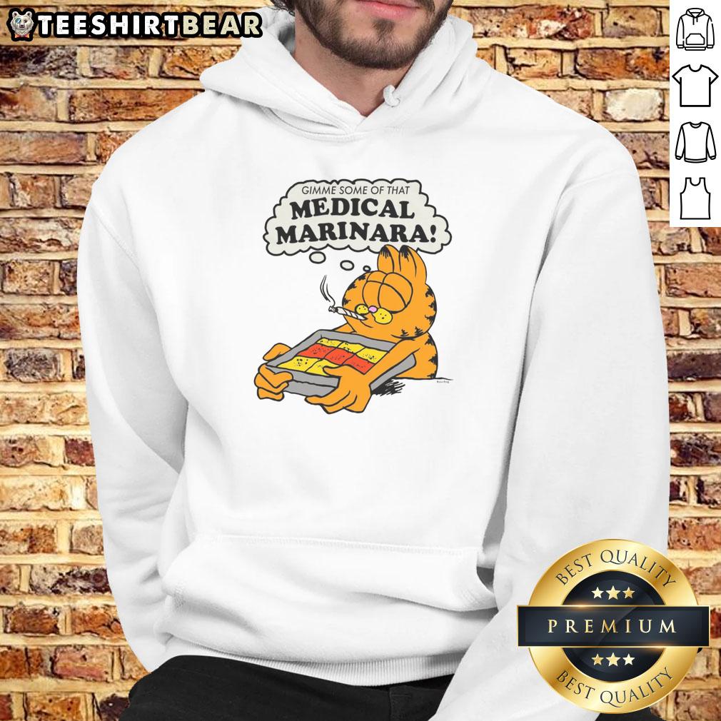 Stylish ivory hoodie featuring 'Nice Gimme Some of That Medical Marinara' design, perfect for cannabis enthusiasts.