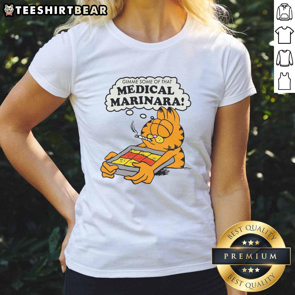 Nice Gimme Some Of That Medical Marinara Ivory Ladies Tee featuring a fun graphic for cannabis enthusiasts.