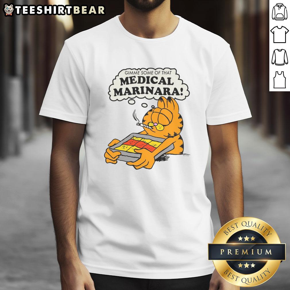 Nice Gimme Some Of That Medical Marinara Ivory T-Shirt featuring a fun design, perfect for cannabis enthusiasts and casual wear.