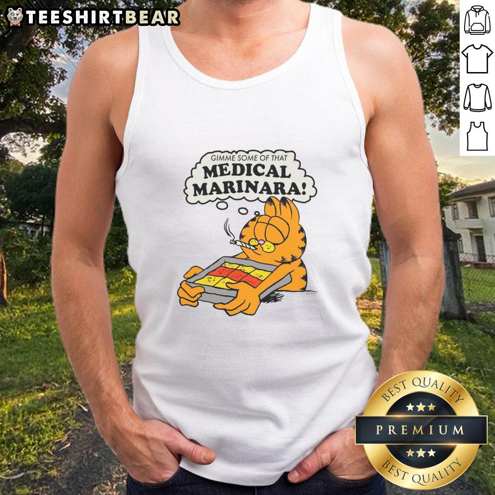 Stylish Nice Gimme Some Of That Medical Marinara Ivory Tank Top displayed on a model, perfect for casual summer wear.