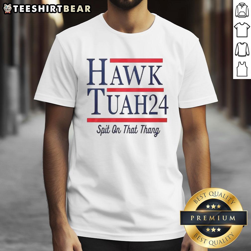 Alt Text: Nice Hawk Tuah 2024 Spit On That Thang T-Shirt featuring bold graphics and a stylish design for casual wear.