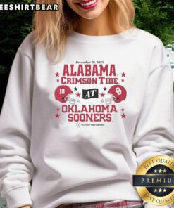 Nice Oklahoma Sooners vs Alabama Crimson Tide 2025 CFP First Round Matchup sweatshirt showcasing team spirit and rivalry.