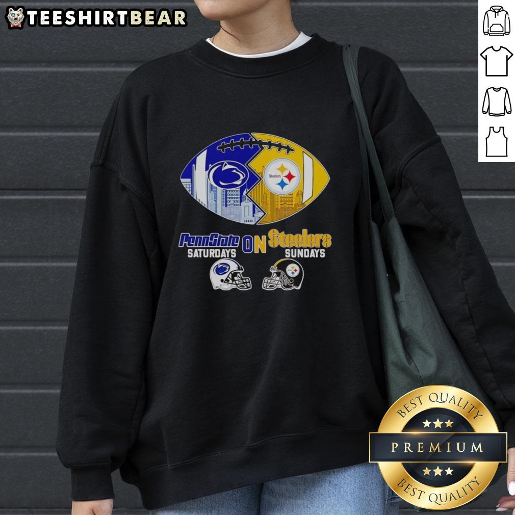 Cozy sweatshirt featuring Penn State Nittany Lions for Saturdays and Pittsburgh Steelers for Sundays football fans.