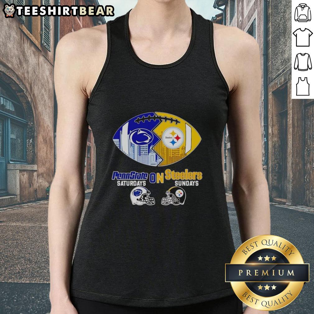 Stylish tank top featuring Penn State Nittany Lions and Pittsburgh Steelers logos, perfect for game days.