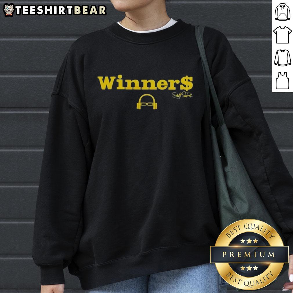 Alt Text: Nice Scott Van Pelt Winner Signature Sweatshirt in navy blue, showcasing a stylish design perfect for fans.